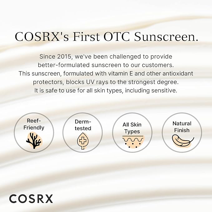 COSRX Vitamin E Vitalizing Face Sunscreen SPF 50, 1.69 fl oz, SPF Moisturizer, Lightweight under Makeup, Travel Essentials, Summer Essentials, Korean Skin Care, Korean Sunscreen for Face