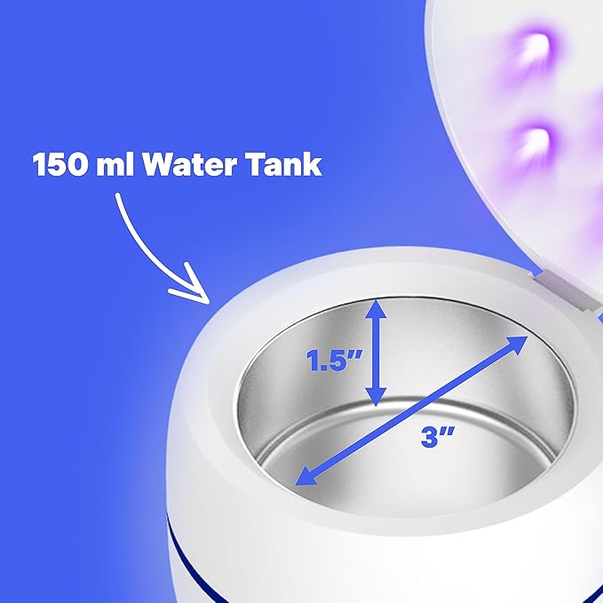 Ultrasonic Retainer Cleaner Machine with UV Lights for Invisalign, Aligner, Night Guard, Denture, Whitening Tray, Mouth Guard and Toothbrush Head - Dental Ultrasonic Cleaning Pod