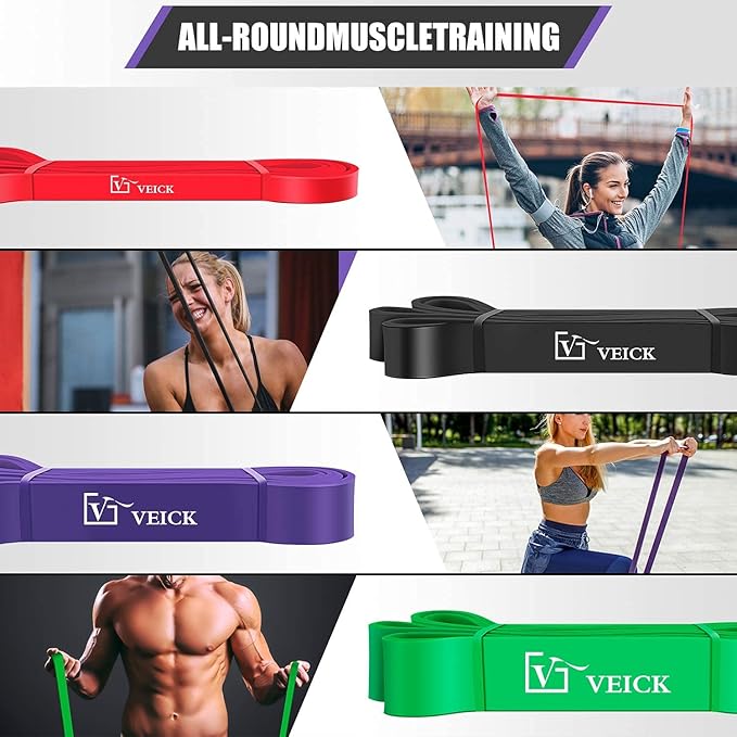 VEICK Resistance Bands for Working Out, Exercise Bands, Workout Bands, Pull Up Assistance Bands, Long Heavy Stretch Bands Set for Men and Women, Power Weight Gym at Home Fitness Equipment-StrideForce Fitness