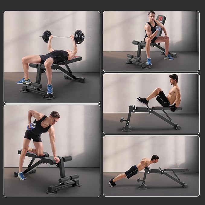 K KiNGKANG Adjustable Weight Bench 800LBS Load, 1 Second 9 Angles