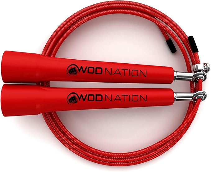 WOD Nation Adjustable Speed Jump Rope For Men, Women & Children - Blazing Fast Fitness Skipping Rope Perfect for Boxing, MMA, Endurance-StrideForce Fitness