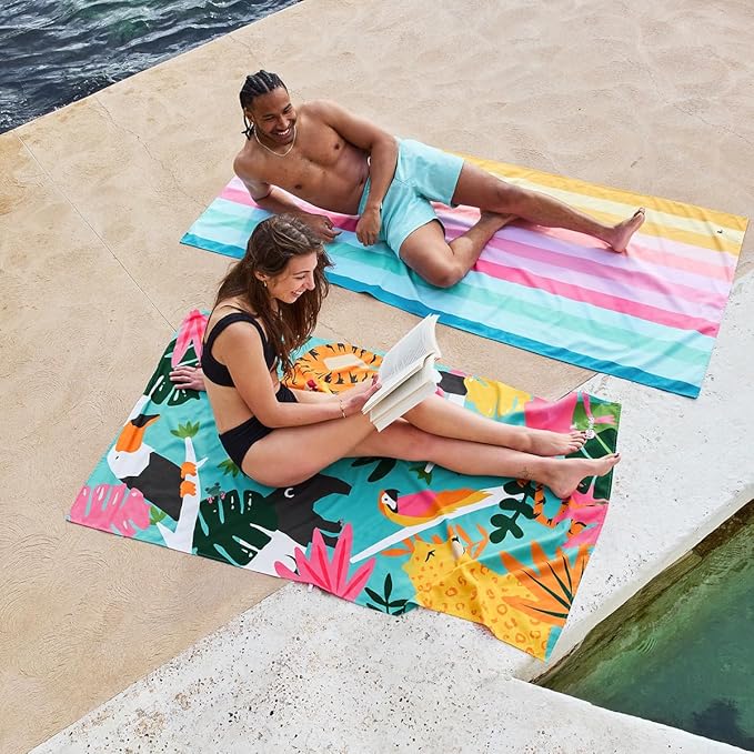 Dock & Bay Quick Drying Towel - for Sports & Gym - Compact, Lightweight - 100% Recycled - Includes Bag - Coastal Candy, Extra Large (200x90cm, 78x35)-StrideForce Fitness