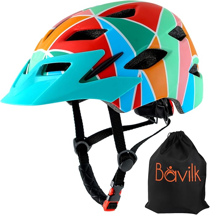 Kids Bike Helmet,Bavilk Kids Boys Girls Bike Helmets with LED Light Detachable Visor Children Youth Teen Multi-Sport for Skating Cycling Scooter Skateboard Adjustable & Lightweight 19.7"-22.4"-StrideForce Fitness
