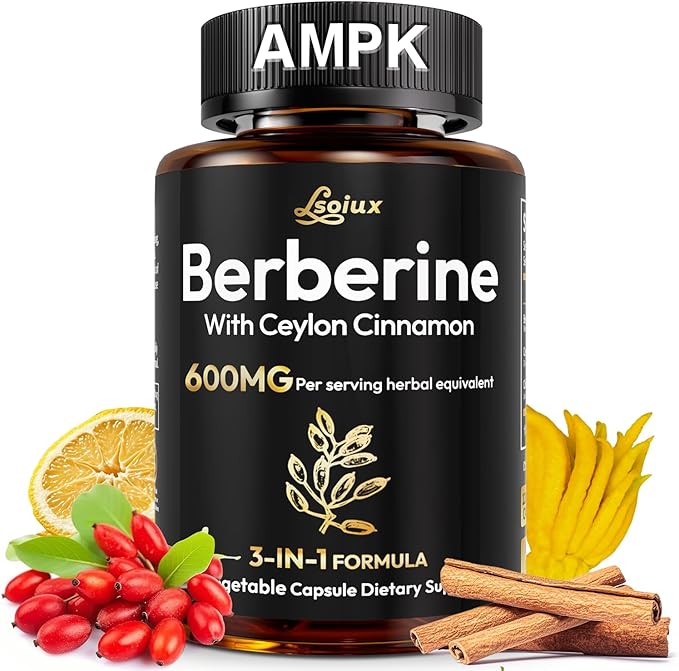 Premium Berberine Supplement Supports AMPK Metabolic, Liposomal Berberine with Ceylon Cinnamon - Classic 1500mg Formula for Healthy Metabolism & Weigh*t - 3X Absorption - Vegan, Non-GMO, 120 Count-StrideForce Fitness