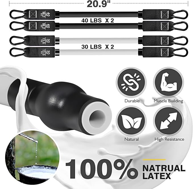Pilates Bar Kit With Resistance Bands, Workout Equipment for Legs, Hip, Waist, Arm, Squats Exercise Equipment for Home Workouts, Adjustable 3-Section Bar Kit for Women & Men