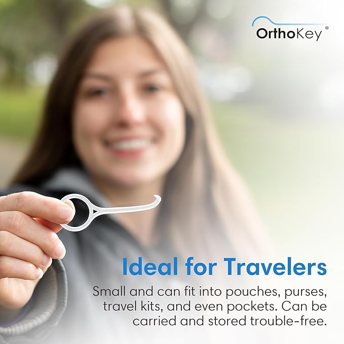 OrthoKey Clear Aligner Removal Tool | Invisible Removable Braces, Denture, Brackets, Retainer Remover Key | Personal Orthodontic Supplies, Dental-Grade for Cleaning & Travel | (2-Pack) Black & White