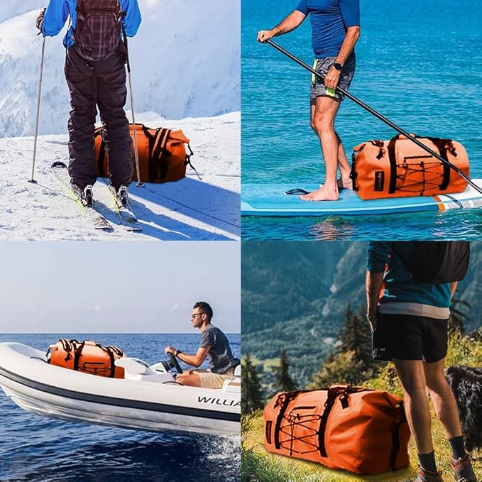 80L Dry Bag Large Waterproof Bag Roll-Top Heavy Duty Fishing Duffel Bag with Durable Straps & Handles for Kayaking Paddle boarding Boating Rafting Fishing-StrideForce Fitness