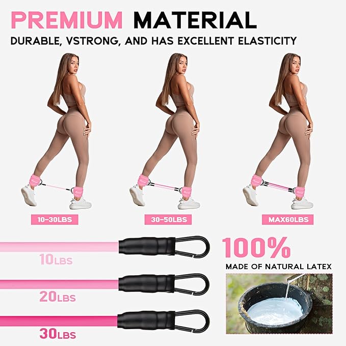 Ankle Resistance Bands, Ankle Bands for Working Out with Cuffs, Resistance Bands for Leg Butt Training Workout Equipment for Kickbacks Hip Gluteus Training Exercises, Ankle Strap with Exercise Bands