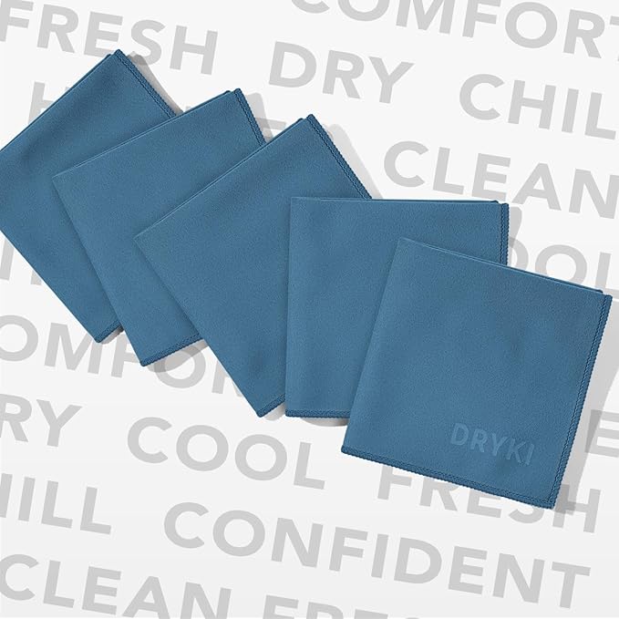 Pocket-Sized Sweat Towels - The Original Sweat Absorbing Handkerchiefs - Quick-Dry Microfiber Sweat Rags for Face, Hands, & Body - Men & Women - Gym, Sports, and Work (Blue: 5 Pack)-StrideForce Fitness