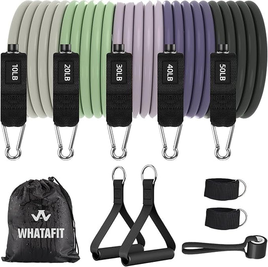 WHATAFIT Resistance Bands, Exercise Bands,Resistance Bands for Working Out, Work Out Bands with Handles for Men and Women Fitness, Strength Training Home Gym Equipment-StrideForce Fitness