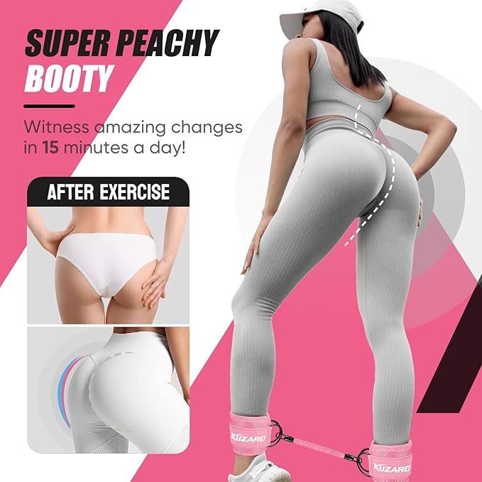 Ankle Resistance Bands with Cuffs for Working Out, Resistance Bands for Women, Exercise Bands for Leg and Glute, Booty Workout Equipment for Kickbacks, Butt and Hip Training, Ankle Weights Bands Set