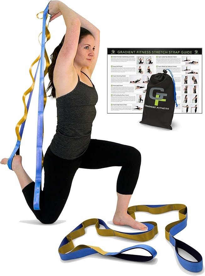 Gradient Fitness Stretching Strap for Physical Therapy 12 Multi-Loop 1.5" W 8' L,