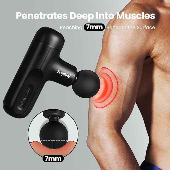 Mini Massage Gun Deep Tissue, Handheld Portable Mini Travel Size Percussion Deep Tissue Massager with 4 Attachments & 5 Speeds,Ideal Gift for Men & Women, Black