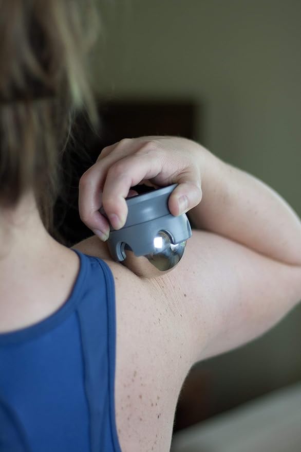 Cestari Stainless Steel Ice Hot Cold Roller for Pain Relief, Foot Massage Ball with Silicone Holder, HSA Muscle Roller, Gray-StrideForce Fitness