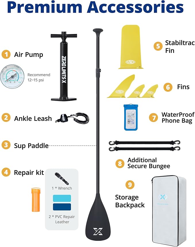 ZLX Inflatable Stand Up Paddle Board, 10'6" SUP Non-Slip Stable Deck Pad, Unique Center Fin, Premium Accessories, Portable Paddleboard for Adults, Beginners, All Skill Levels-StrideForce Fitness