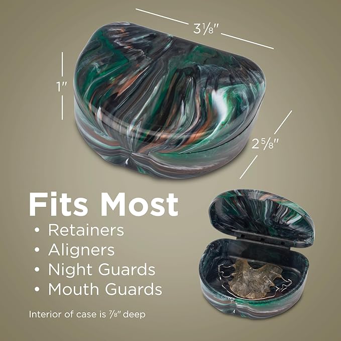 Practicon Marble Retainer Cases, Orthodontic Aligner Case, Mouth Guard Holder (3 Pack) (Camo)