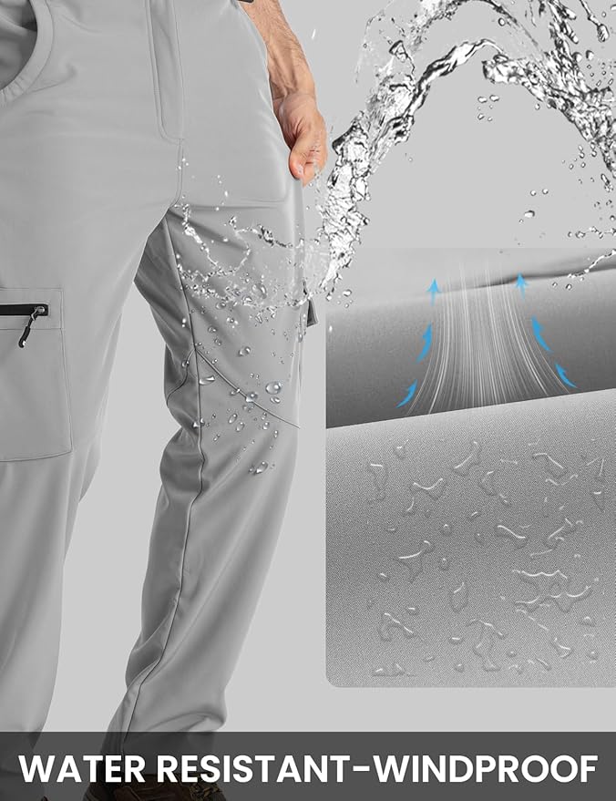 TBMPOY Men's Snow Ski Fleece Lined Hiking Pants Waterproof Winter Snowboard Warm Outdoor Insulated Pants Windproof