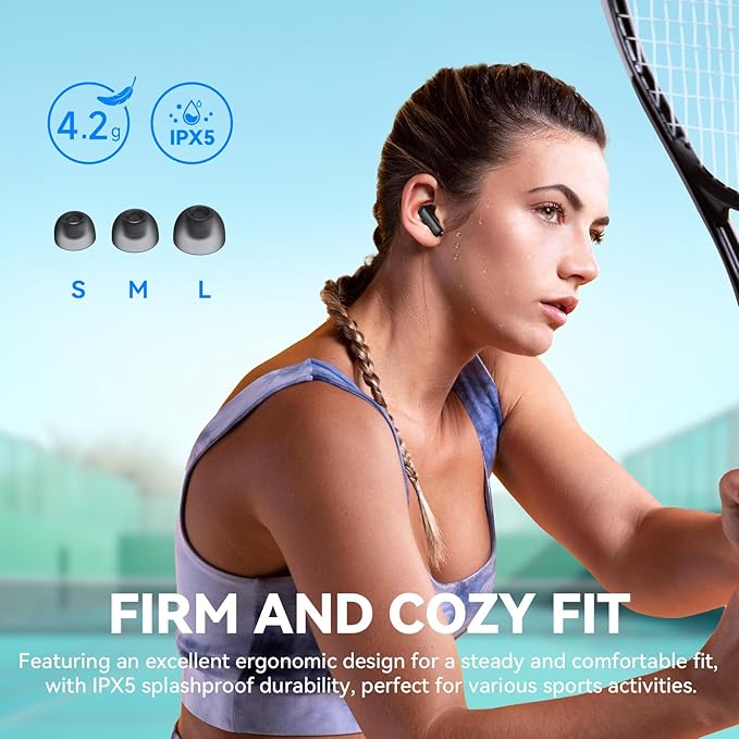 EarFun Air Life Wireless Earbuds, 12mm Driver with Deep Bass, Bluetooth 5.4 in-Ear Earbuds, 4 Mics AI ENC Call, 35H Playtime, 30 Preset EQs Via App, Comfortable Fit, Fast Charging, IPX5 Waterproof-StrideForce Fitness