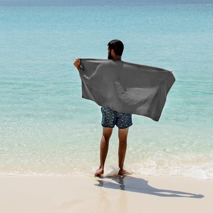 JML Microfiber Towels, Large Bath Towel Set 6 Pack, 27" x 55" - Extra Absorbent, Fast Drying, Multipurpose for Swimming, Fitness, Sport, Yoga, Purple/Grey/Light Blue-StrideForce Fitness