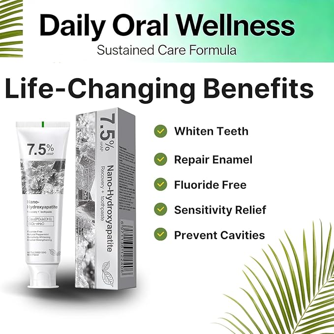 Hydroxyapatite Toothpaste, 7.5% Nano Hydroxyapatite Toothpast, Deep Cleaning for Advanced Enamel Protection, Fluoride-Free Gentle and Effective Formula with Fresh Mint (1 Set)