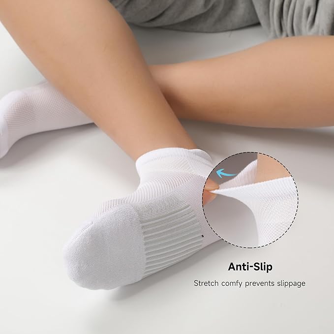 BAMBOO COOL Men's Ankle Socks Athletic Cushioned Moisture Wicking, Running Socks Arch Support Breathable, Heel Tab 8 Pack-StrideForce Fitness