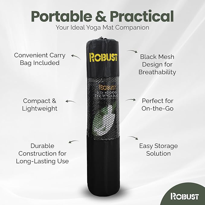 Robust Non-Slip Yoga Mat with Strap, 1/4" Thick TPE Eco-Friendly Workout Mat for Yoga with Position Lines and Texture Surface, Gym Mat for Women, Men, Pilates and Exercises Anti-Tear Sweat-Proof Exercise Mat-StrideForce Fitness