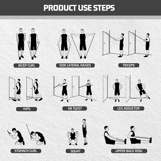 VEICK Resistance Bands, Exercise Bands for Working Out with Handles, Elastic Workout Bands for Men Women, Exercising Bands for Strength Training Equipment at Home Gym-StrideForce Fitness