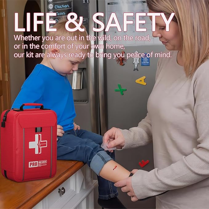 First Aid Trauma Kit,Comprehensive First Aid Kit with Labelled Compartments, Molle System Emergency Kits for Cars, Home, Office, Backpacking, Camping, Traveling, and Cycling-265 Piece-StrideForce Fitness