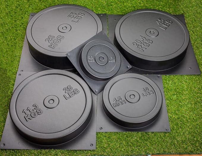 DIY Concrete Weight Mold Set - 5 pcs ABS Plastic 2mm Thick - Dumbbell & Barbell Weight Plates