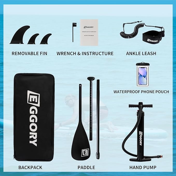 Inflatable Paddle Board,Stand Up Paddle Board Set, Extra Wide SUP Board with Removable Fin, Floating Paddle, Hand Pump, Waterproof Phone Pouch,Traveling Board-StrideForce Fitness