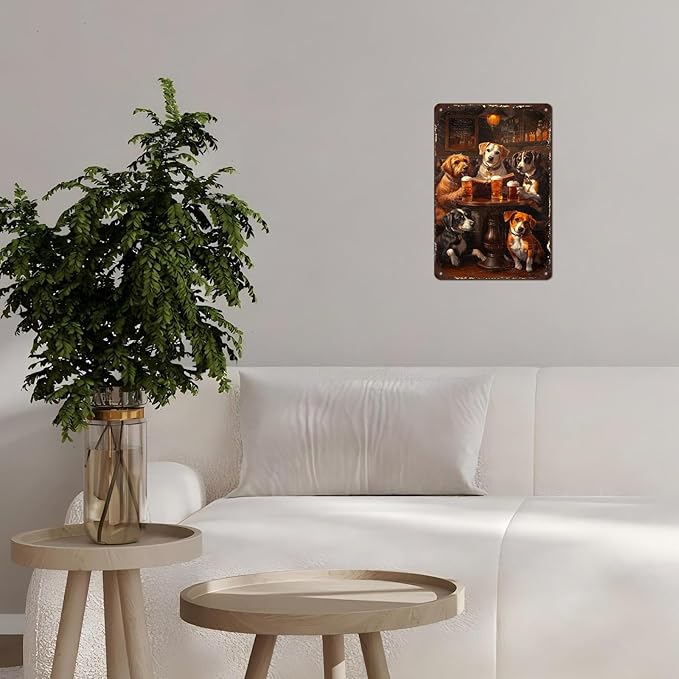 Vintage Dogs Tin Sign Retro Beer Metal Poster Funny Dog Lovers Wall Art Wall Decor for Kitchen Man Cave Shop Bar 12 * 8inch-StrideForce Fitness