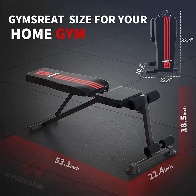 K KiNGKANG Adjustable Weight Bench 800LBS Load, 1 Second 9 Angles