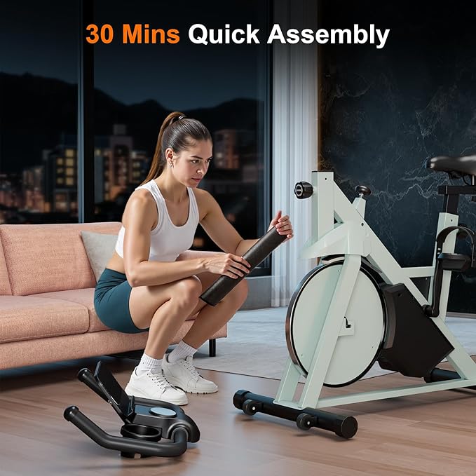 Stationary Bike, Spin Bike with 32 Levels of Adjustable Magnetic, Exercise Bike for Home with Exclusive App, Low Noise Indoor Bike, Cycling Bike with Comfortable Seat Cushion-StrideForce Fitness