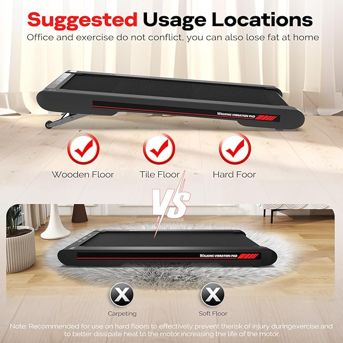 Sperax Walking Vibration Pad with APP, 3 in 1 Under Desk Treadmill, 2.5HP Low Noise Walking Treadmill Pad with Remote Control,Portable Treadmills for Home Office-StrideForce Fitness