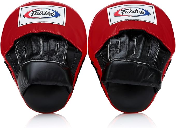 Fairtex FMV9 Contoured Focus Mitts |Striking Accuracy & Protection for Boxing, Muay Thai, Kickboxing |Ergonomic Design, Soft Padding, Secure Fit Leather-StrideForce Fitness