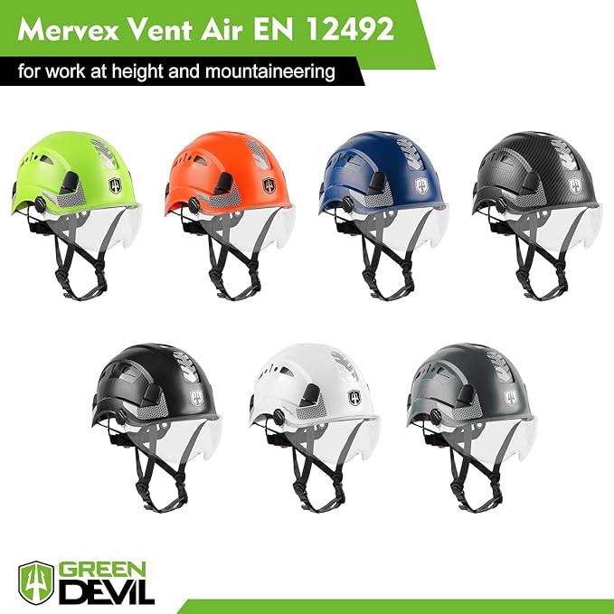 GREEN DEVIL Safety Helmet Hard Hat with Chin Strap Vented Lightweight Adjustable Hardhat for Men Women with Hi-Viz Design Ideal for Tree Climbing Work at Height-StrideForce Fitness