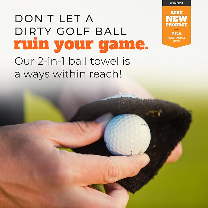 Frogger Amphibian Golf Ball Towel with Wet and Dry Technology Small Golf Ball Towels for Golf Bags with D Clip, Premium Golf Ball Accessories, Ultra Absorbent-StrideForce Fitness