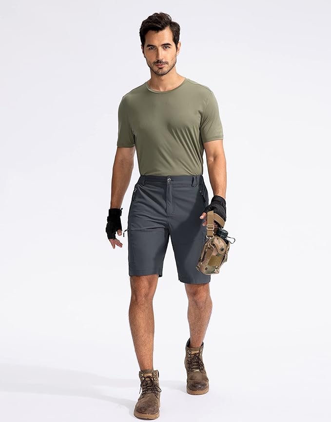 Pudolla Men's Hiking Cargo Shorts 9" Lightweight Outdoor Work Shorts for Men Travel Golf Camping Casual with 5 Zipper Pockets-StrideForce Fitness