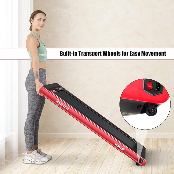 GYMAX Walking Pad, 2.25HP Foldable Treadmill with Smart App & Remote Control, Bluetooth LED Monitor, Small Spaces Compact Running Machine, Folding Portable Under Desk Treadmill for Home Office-StrideForce Fitness