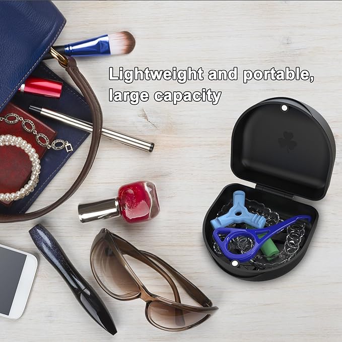 Retainer Case Denture Case: BVN Orthodontic Dental Case, Slim Braces Case, Mouth Guard Case, Denture Box, Teeth Aligner Case, Night Guard Case Container Storage Holder Black