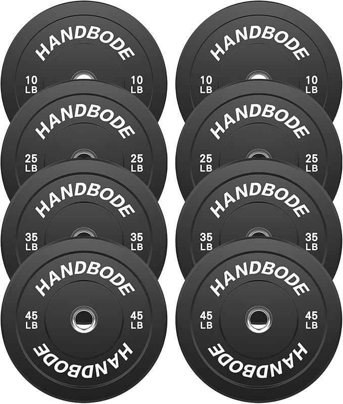 Colored Bumper Weight Plates Olympic Weight Plate Set 2-Inch, 10/15/20/25/35/45/55 lb Barbell Weight Plates Set for Home Gym, Rubber Strength Training Weights Plates for Weight Lifting-StrideForce Fitness