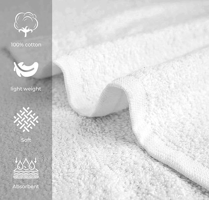 Avalon Salon Towel - White Hand Towels Bulk Pack of 24-100% Cotton Absorbent Spa, Facial & Gym Towels for Working Out - 16x27 Inches (Not Bleach Proof)-StrideForce Fitness