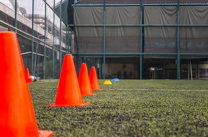 9 Inch Plastic Training Traffic Cones, Sport Cones, Agility Field Marker Cones for Soccer Basketball Football Drills Training, Outdoor Activity or Events - (Set of 10, 12, 15 or 24, 4 Colors)-StrideForce Fitness