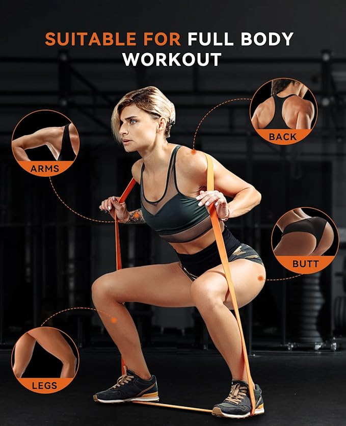 SUNPOW Pull Up Assistance Bands - Set of 5 Resistance Heavy Duty Workout Exercise Stretch Fitness Bands Assist Set for Body, Instruction Guide and Carry Bag Included-StrideForce Fitness