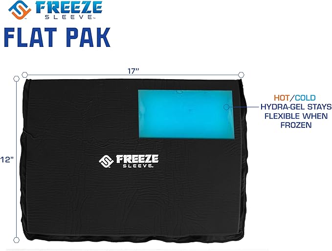 FreezeSleeve Flat Pak | 12" x 17" Extra Large Reusable Gel Ice Pack for Hot and Cold Therapy | Soft Flexible Cooling Pad for Back Hip Leg Injuries and Pain Relief | Cold Compress for Injury Recovery-StrideForce Fitness