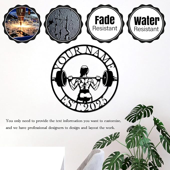 Personalized Metal Gym Sign, Custom Fitness Metal Wall Decor, Body Builder Lovers Gift, Gym Custom Unique Metal Wall Art, fitness room decor, home gym decor, gym wall art (Style-4)-StrideForce Fitness