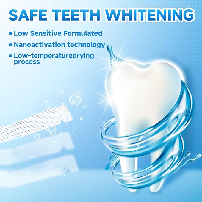 Teeth Whitening Strips for Sensitive, 42 Strips Whitener Safe Whitestrip, Deep Stains Removal Tooth Whitening, Enamel Safe Non-Slip Dry Strip Technology for Whiter Teeth, Mint