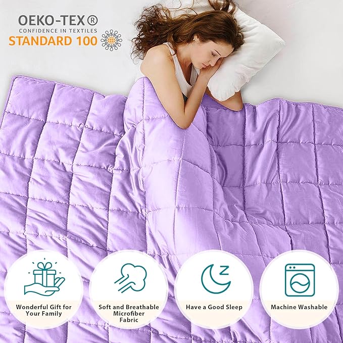 L'AGRATY Weighted Blanket - 60"x80", 15lbs Cooling Breathable Heavy Blanket with Glass Beads for Adult All-Season-StrideForce Fitness