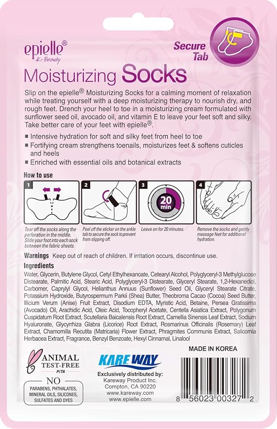 Epielle Moisturizing Foot Masks 6 Pairs, Deep Moisturizing Socks for Dry Feet & Cracked Heels, Relieve and Soften with Sunflower Seed Oil & Avocado Oil, Korean Skin Care, Spa Self Care Gifts for Women-StrideForce Fitness