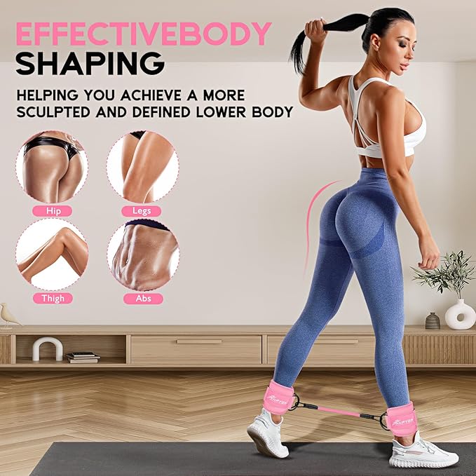 Ankle Resistance Bands, Ankle Bands for Working Out with Cuffs, Resistance Bands for Leg Butt Training Workout Equipment for Kickbacks Hip Gluteus Training Exercises, Ankle Strap with Exercise Bands